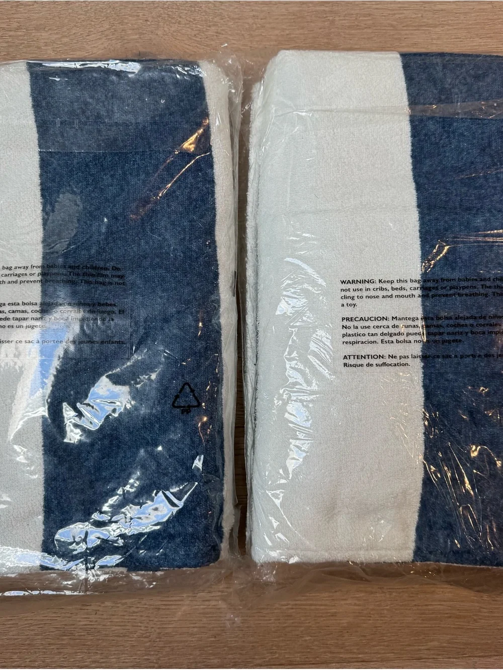 RH Navy and White Striped Beach Cabana Towels (2)